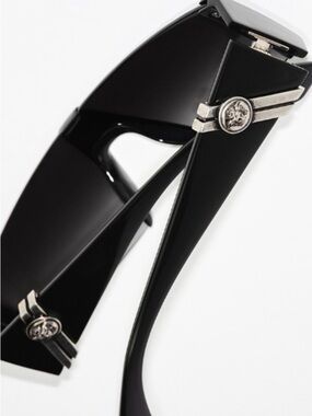 Versace Black Sunglasses with Silver Medallion Accents